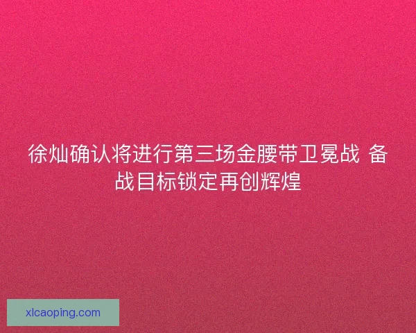 徐灿确认将进行第三场金腰带卫冕战 备战目标锁定再创辉煌